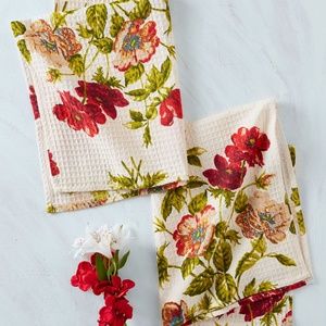April Cornell Tea Towels Poppy Set/2 NWT